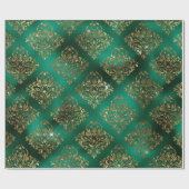 Gold Holiday Kerstmis Metallic Damask Elegant Cadeaupapier (Vlak)