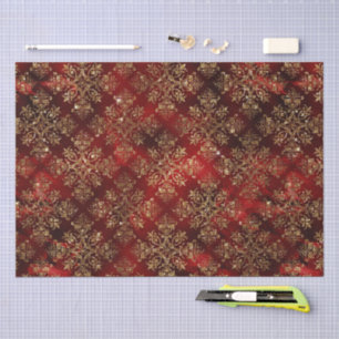 Gold Holiday Kerstmis Metallic Damask Elegant Tissuepapier