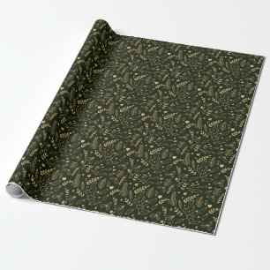 Gold Holly en Emerald Green Holiday Cadeaupapier