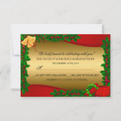 Gold Holly Feuilles Bell Noël Holiday RSVP (Devant)
