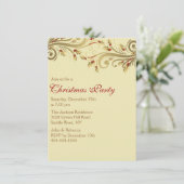 Gold Holly Flourish Invitation de la fête de Noël (Debout devant)