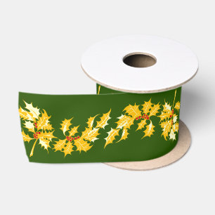 Gold Holly op groen Lint