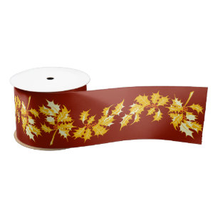Gold Holly op rood Lint