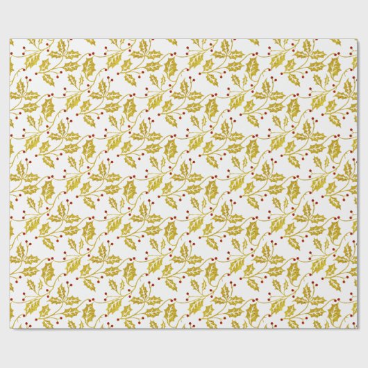 Gold Holly Uw achtergrondkleur Cadeaupapier (Vlak)