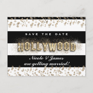 Gold Hollywood Black & White Stripes Briefkaart