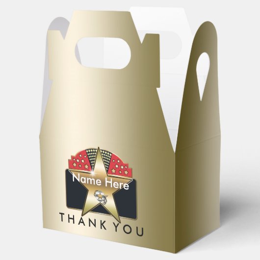 Gold Hollywood Custom Verjaardagsfeestje Favor Box Bedankdoosjes (Geopend)