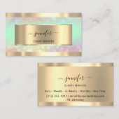 Gold Holograaf Nail Salon Mint Hairdresser OMBRÉ Visitekaartje (Voorkant / Achterkant)