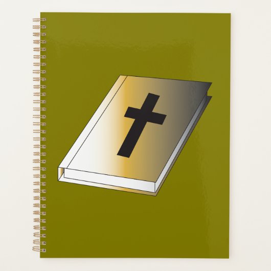 Gold Holy Bible with Black Cross Religious Planner (Voorkant)