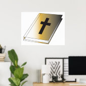 Gold Holy Bible with Black Cross Religious Poster (Thuiskantoor)