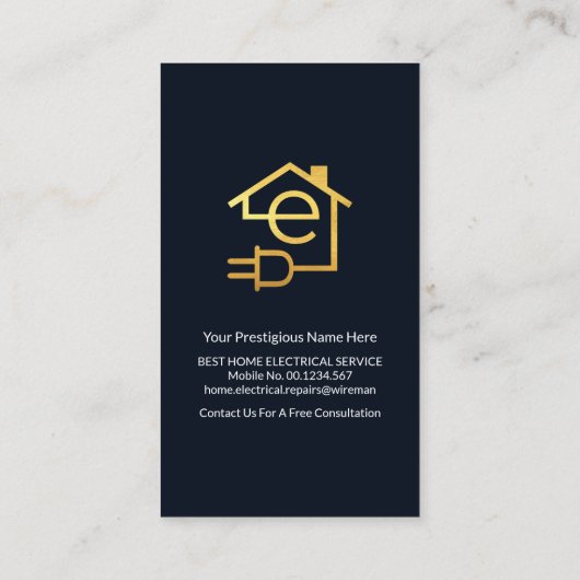 Gold Home Electrical Circuit Electrice Visitekaartje (Achterkant)