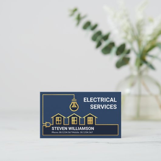 Gold Home Electrical Wining Electrational Services Visitekaartje (Staand voorkant)