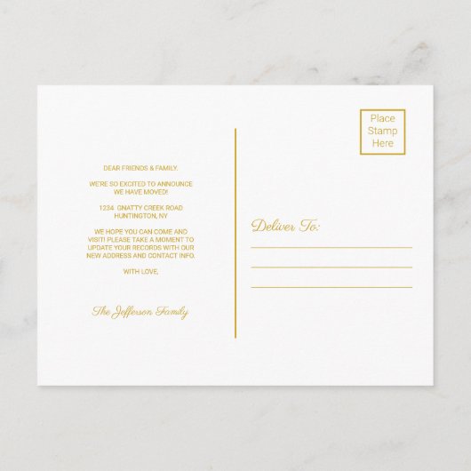 Gold Home Sweet Home Moving Faire-part Carte posta (Dos)