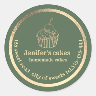 Gold Homemade cupcakes en behandelverpakkingen Cla Ronde Sticker