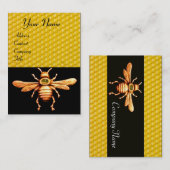 GOLD HONEY BEE / BEEKEEPER APIARIST BEEKEEPING VISITEKAARTJE (Voorkant / Achterkant)