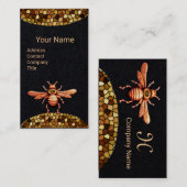 GOLD HONEY BEE, BEEKEEPER BEEKEEPER MONOGRAM Black Visitekaartje (Voorkant / Achterkant)