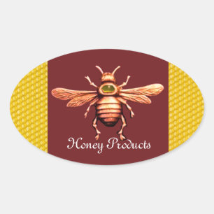 GOLD HONEY BEE / BEEKEEPER BEEKEEPER OVALE STICKER