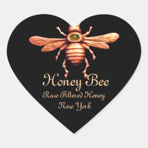 GOLD HONEY BEE / BEEKEEPER BEEKEEPER ZWARTE HART STICKER