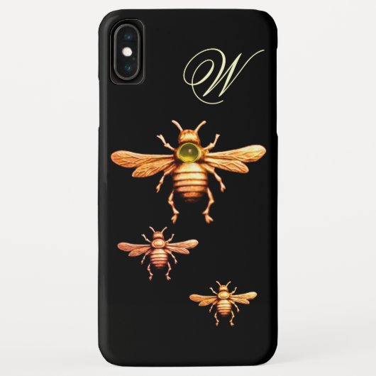 GOLD HONEY BEES MONOGRAM Black Case-Mate iPhone Case (Achterkant)