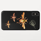 GOLD HONEY BEES MONOGRAM Black Case-Mate iPhone Case (Achterkant (horizontaal))