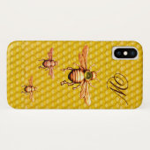 GOLD HONEY BEES MONOGRAM Case-Mate iPhone CASE (Achterkant (horizontaal))