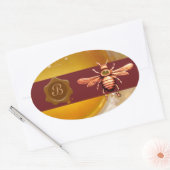 GOLD HONEY BROWN WAX SEAL MONOGRAM, BEEKEEPER OVALE STICKER (Envelop)