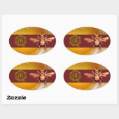 GOLD HONEY BROWN WAX SEAL MONOGRAM, BEEKEEPER OVALE STICKER (Vel)