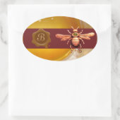 GOLD HONEY BROWN WAX SEAL MONOGRAM, BEEKEEPER OVALE STICKER (Tas)