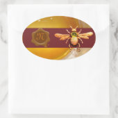GOLD HONEY BROWN WAX SEAL MONOGRAM, BEEKEEPER OVALE STICKER (Tas)