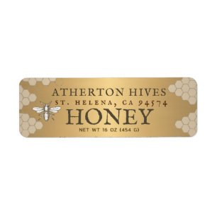 Gold Honey Label met bijen - Verkrijgbaar in drie 