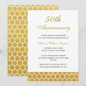 Gold Honeycomb 50th Wedding Jubileum Invite Kaart (Voorkant / Achterkant)