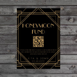 Gold  Honeymoon Fund QR Code Trouwbord Reclamebord Met Voetstuk