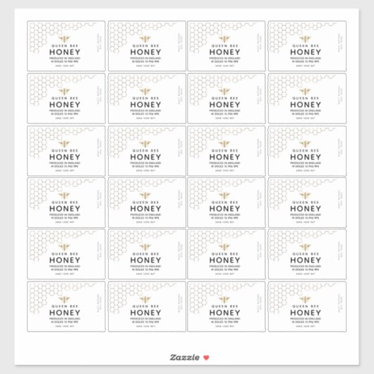 Gold Honeypeb Transparent Honey Bee Étiquette 8cmx (Feuille)