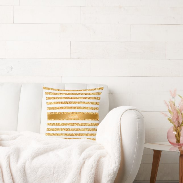 Gold Horizontale Glitter Boho Popular Collectie Kussen (Bank)