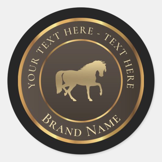 Gold Horse Logo Classic Ronde Sticker (Voorkant)