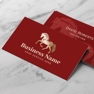 Gold Horse Logo Equestrian Pony Club Red Equine Visitekaartje