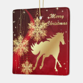 Gold Horse Merry-keramisch Ornament (Links)