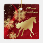 Gold Horse Merry-keramisch Ornament (Achterkant)