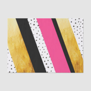 Gold Hot Pink Black White Stippen Stripes Tissue Tissuepapier