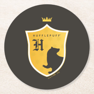 Gold HUFFLEPUFF™ afgedekte gekruiste steun Ronde Kartonnen Onderzetter