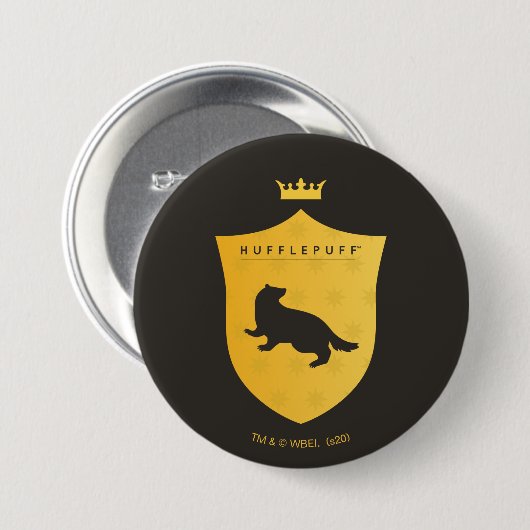 Gold HUFFLEPUFF™ Crowning Crest Ronde Button 7,6 Cm (Voorkant /achterkant)