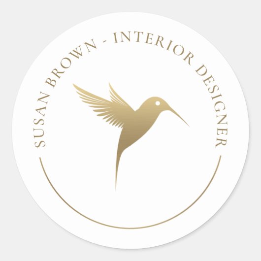 Gold Humming Bird Logo Ronde Sticker (Voorkant)