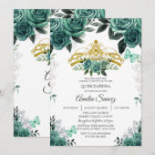 Gold & Hunter Emerald Green Mis Quince Kaart (Voorkant / Achterkant)