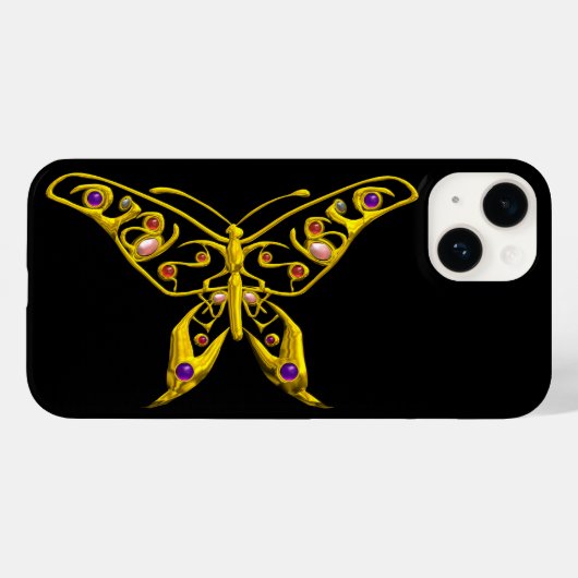 GOLD HYPER BUTTERFLES MET GEMSTONES Black Case-Mate iPhone Case (Achterkant (horizontaal))