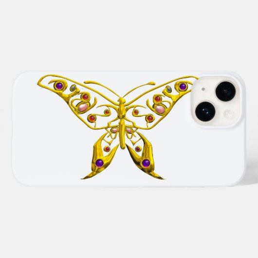 GOLD HYPER-BUTTERFLES MET GEMSTONES White Case-Mate iPhone Case (Achterkant (horizontaal))