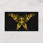 GOLD HYPER BUTTERFLY, COLORFUL GEMSTONES Black Visitekaartje (Achterkant)
