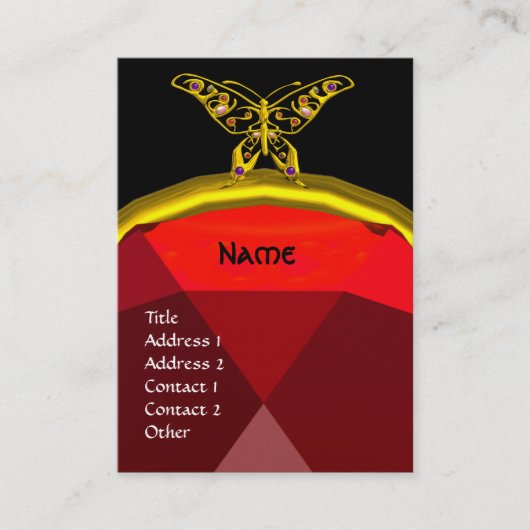 GOLD HYPER BUTTERFLY JEWEL, ROOD RUBY MONOGRAM Bla Visitekaartje (Voorkant)