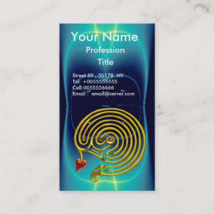 GOLD HYPER LABYRINTH / BLAUWGROEN AQUA BLAUWE LICH VISITEKAARTJE