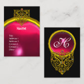 GOLD HYPER VALENTIJN HEART PINK RUBY GEM MONOGRAM VISITEKAARTJE (Voorkant / Achterkant)