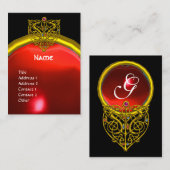 GOLD HYPER VALENTIJN HEART RED RUBY MONOGRAM Black Visitekaartje (Voorkant / Achterkant)