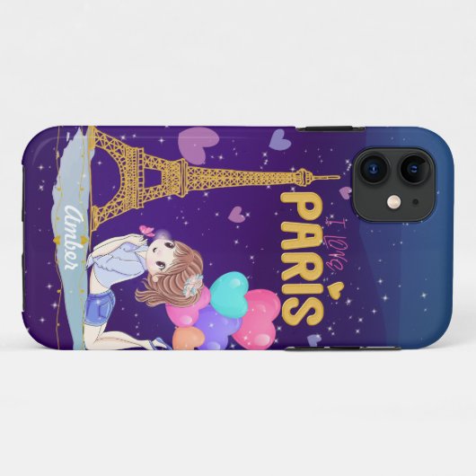 Gold I Love Paris Eiffel Tower          Case-Mate iPhone Case (Achterkant (horizontaal))